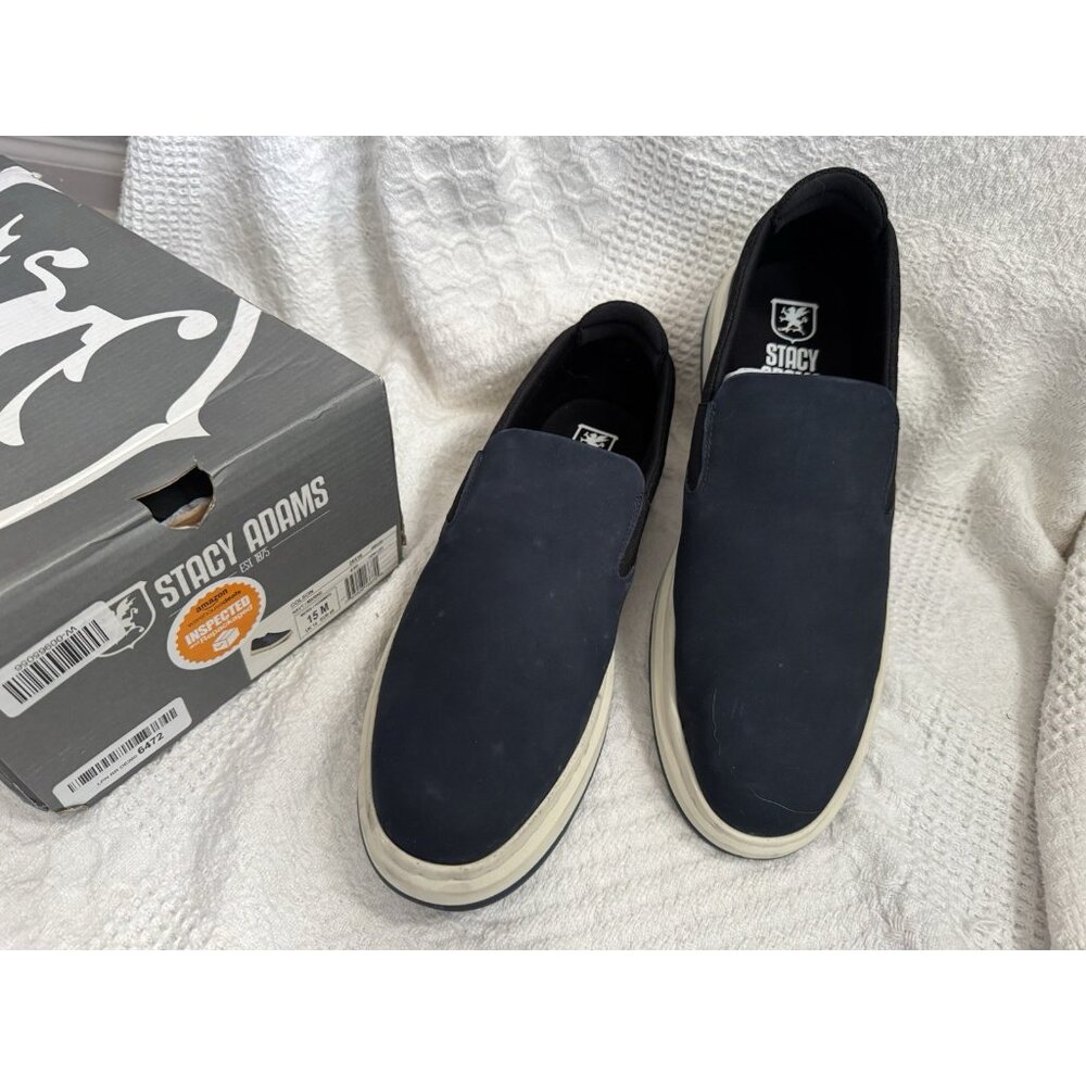 Stacy Adams Men's Colson Slip On Sneaker, Shoe Navy Marine, Nautical Size 15M